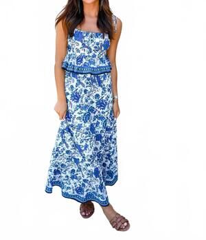NEW BILA77 lotus maxi skirt set in blue